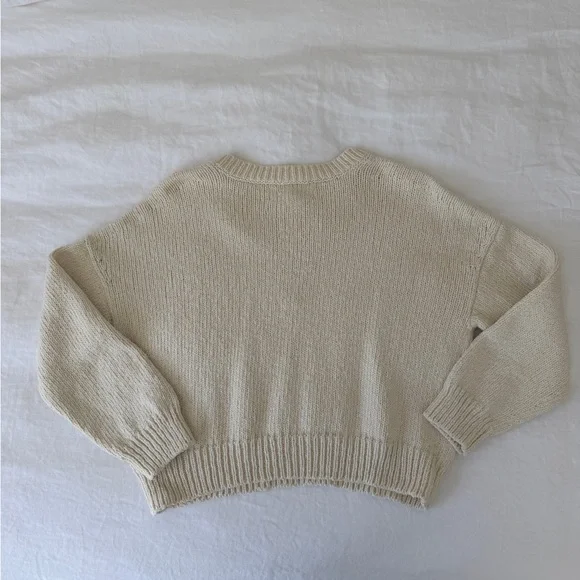 THE GREAT. Cream Lace-Up Knit Sweater - Picture 3 of 3